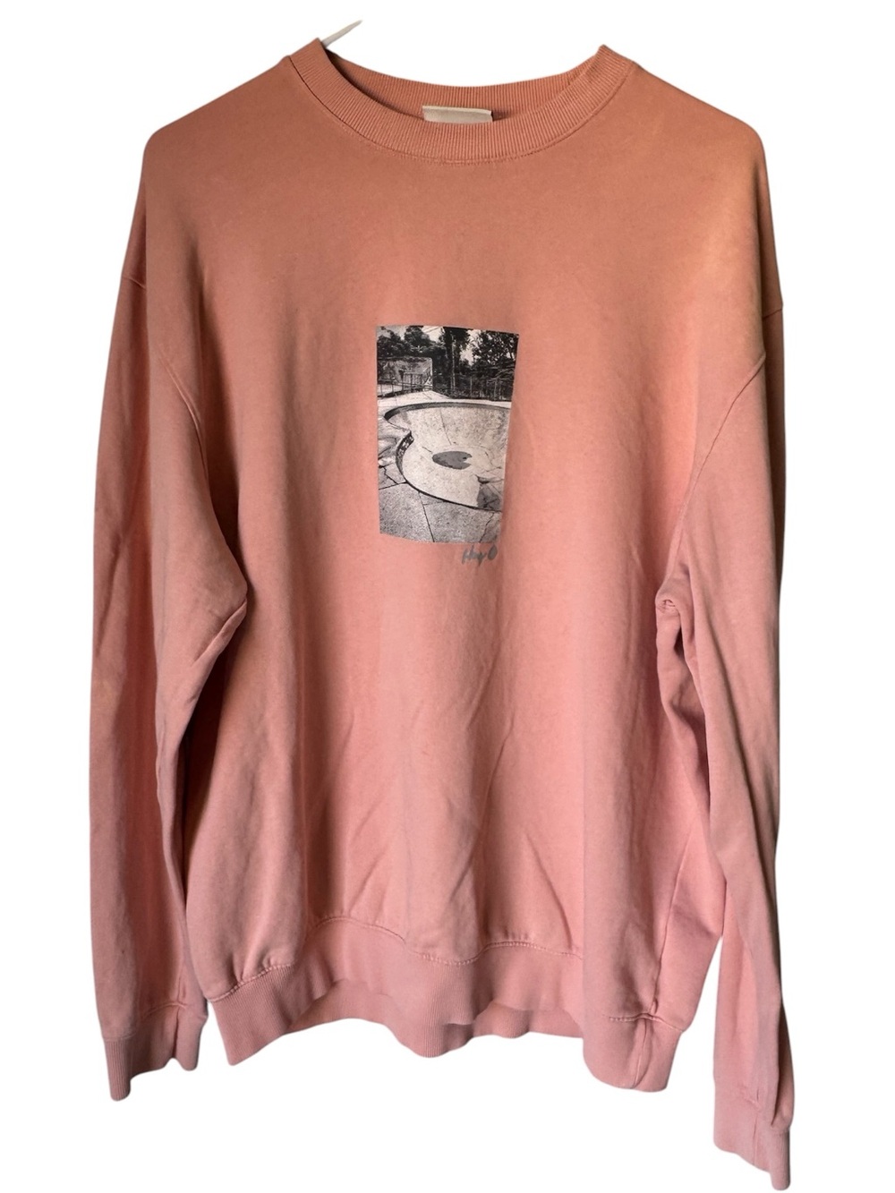 Men’s L Unisex Skate Crewneck Sweatshirt Dusty Rose Pink Graphic H&M MINTY